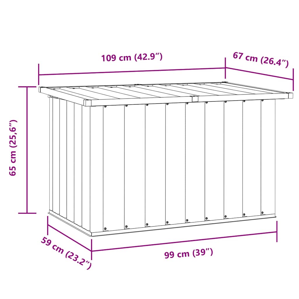 Baule da giardino marrone 109x67x65 cm