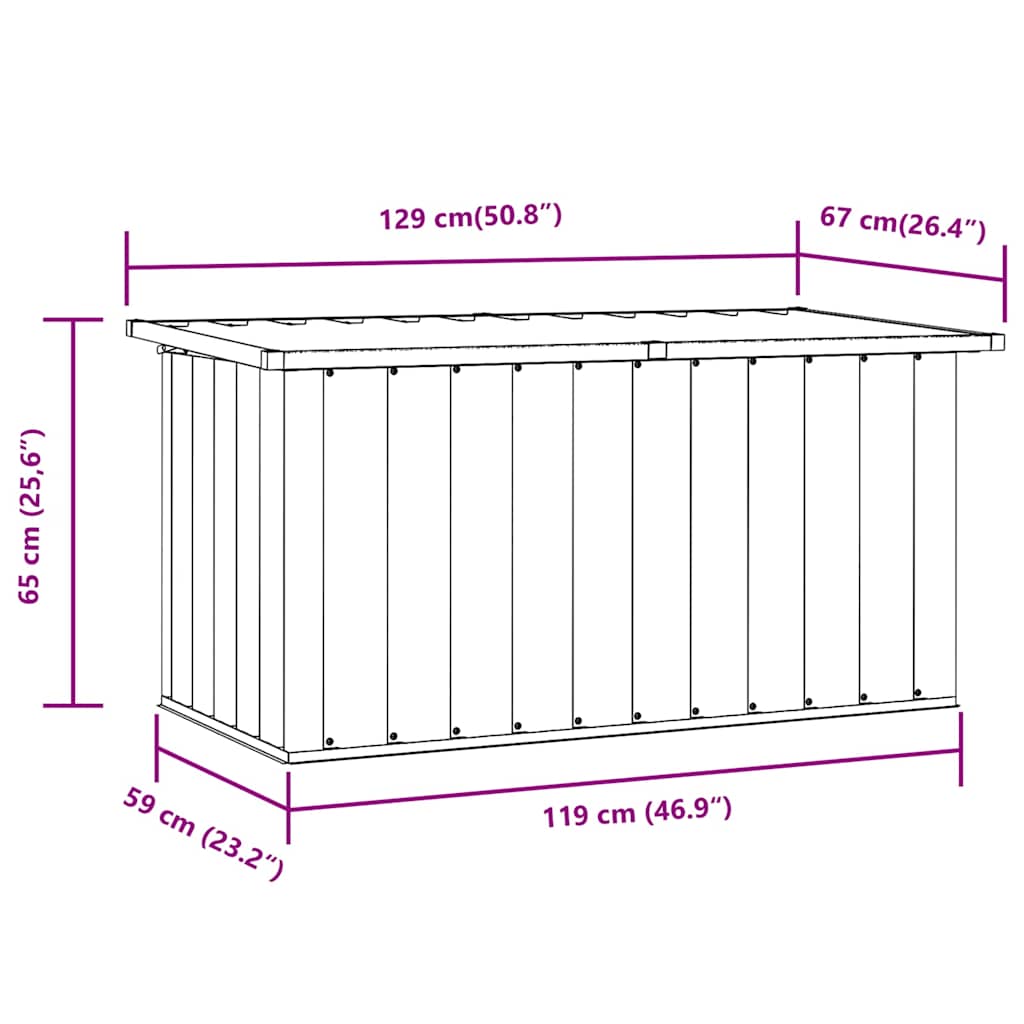 Baule da Giardino Grigio 129x67x65 cm