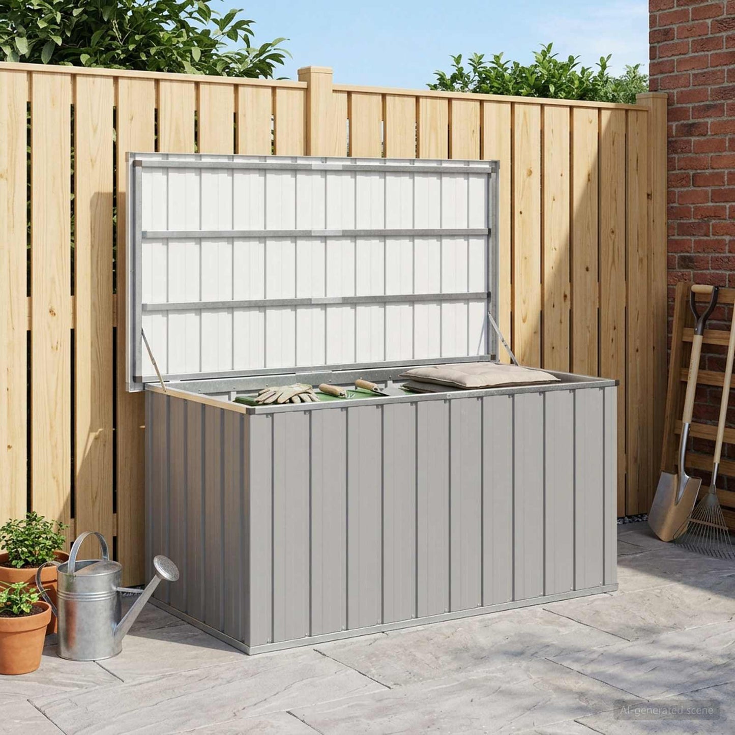 Baule da Giardino Grigio 129x67x65 cm | homemem39