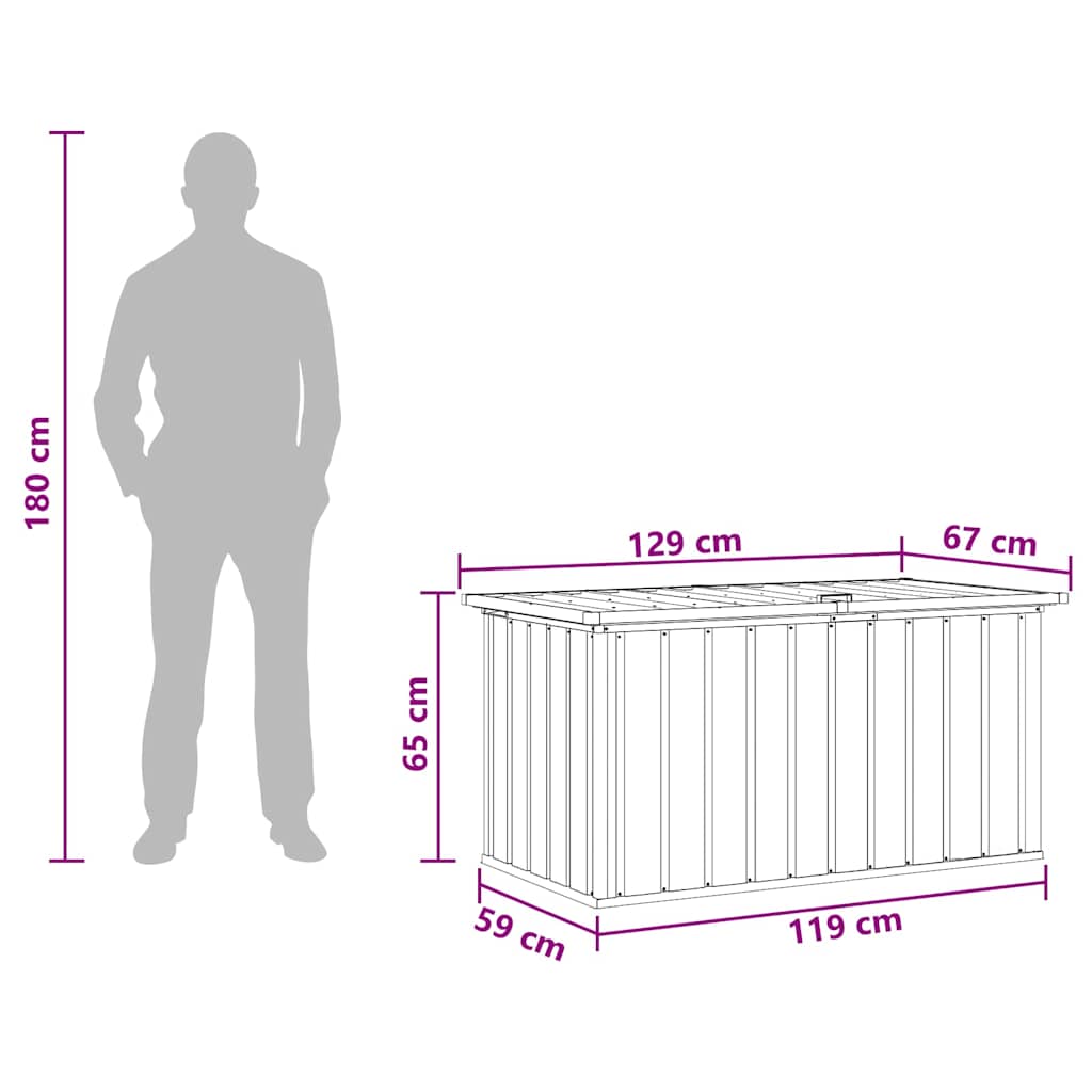 Baule da Giardino Antracite 129x67x65 cm