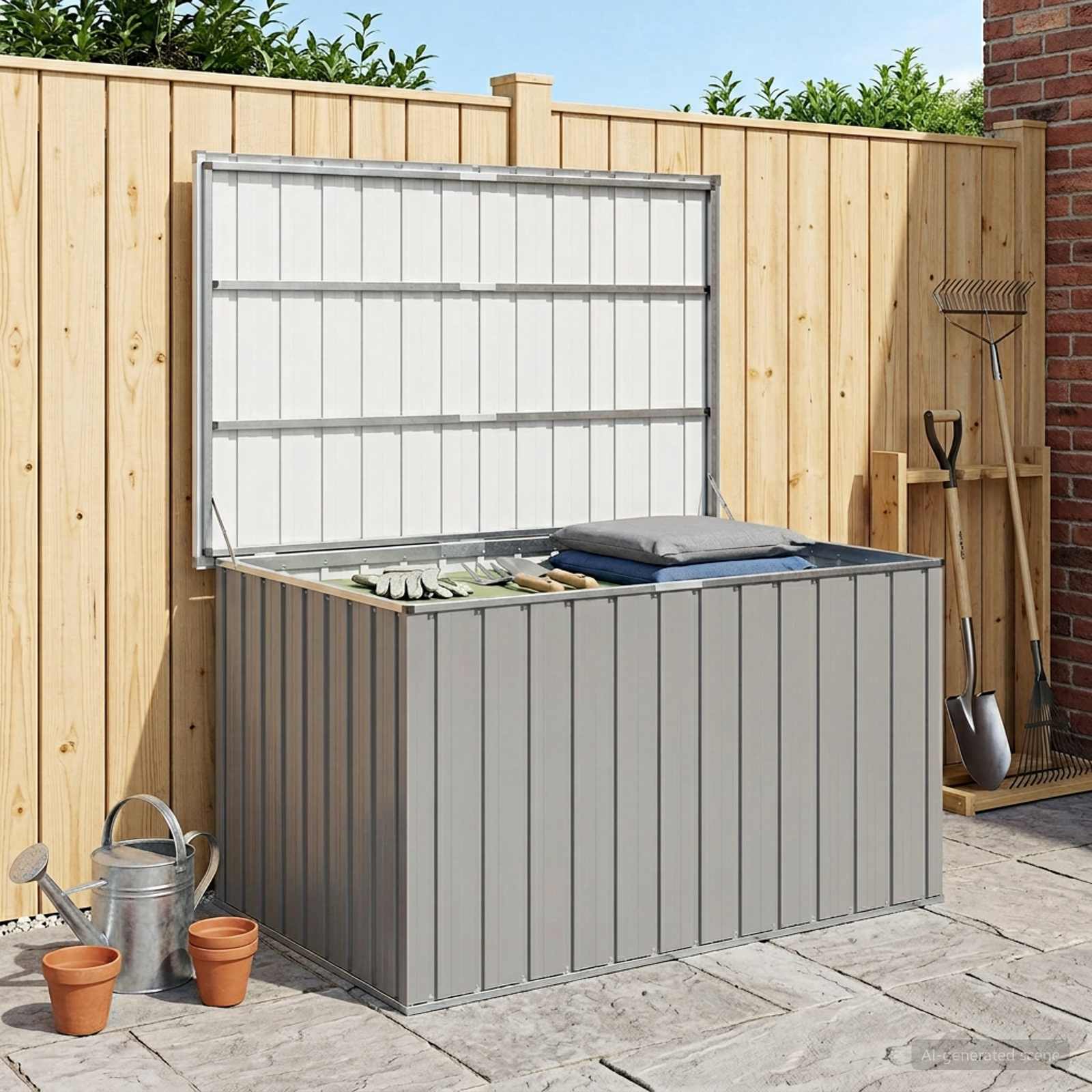 Baule da Giardino Grigio 149x99x93 cm | homemem39