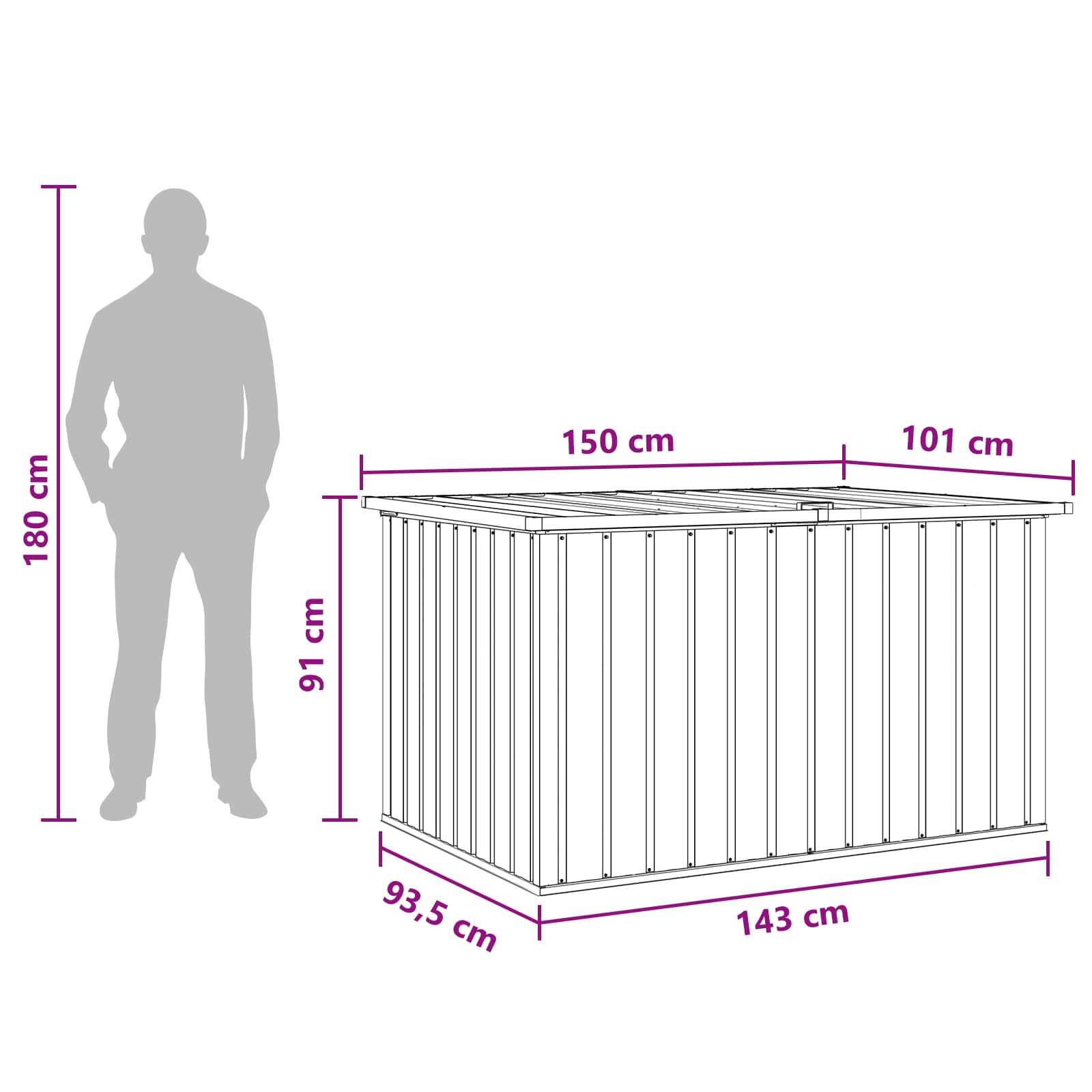 Baule da Giardino Grigio 149x99x93 cm | homemem39