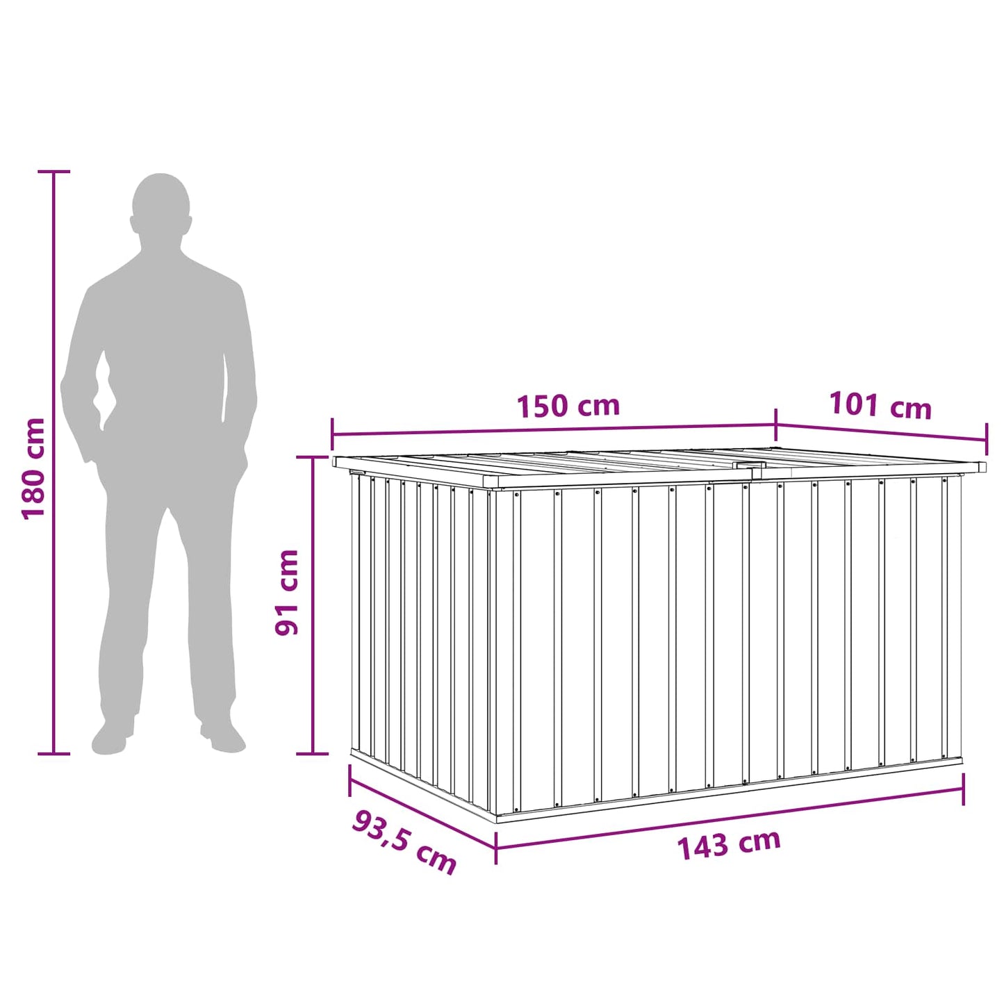 Baule da Giardino Grigio 149x99x93 cm | homemem39