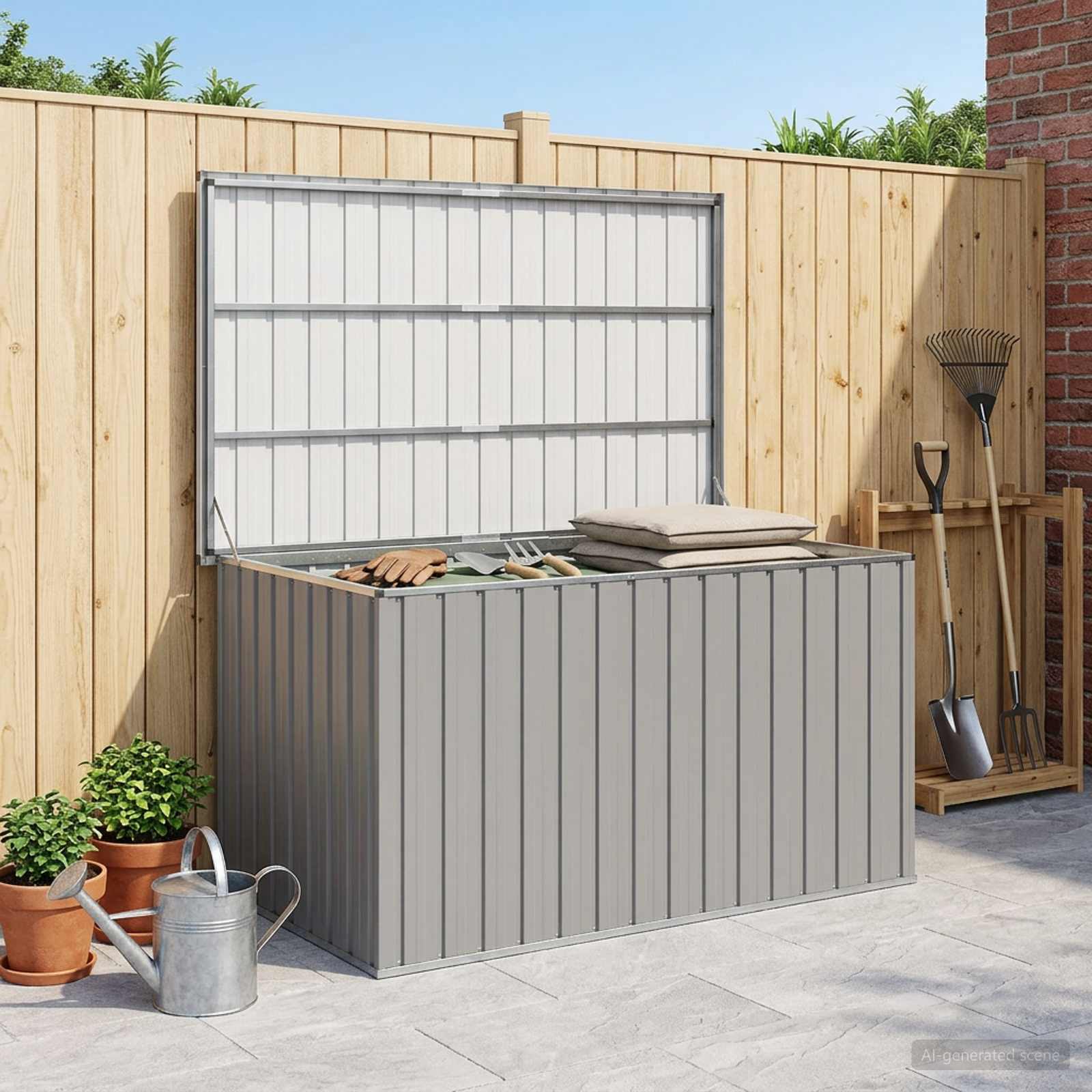 Baule da Giardino Grigio 171x99x93 cm | homemem39