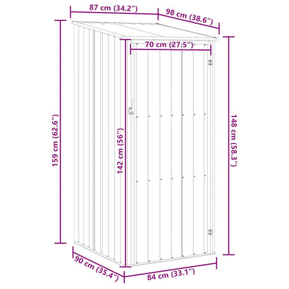 Capanno da Giardino Antracite 87x98x159 cm in Acciaio Zincato - homemem39