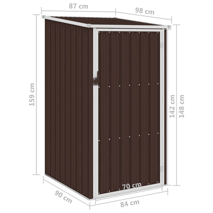 Brown Garden Shed 87x98x159 cm in Galvanized Steel