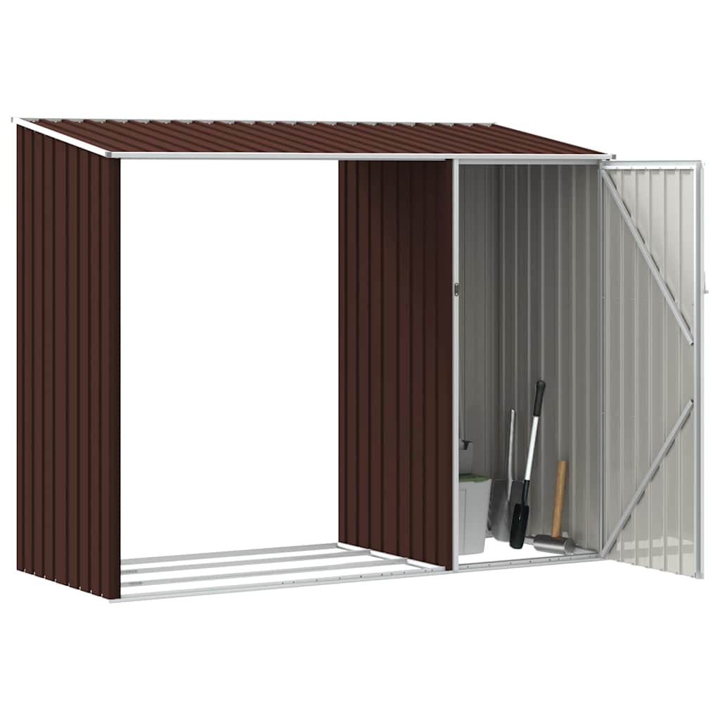 Garden Wood Shed 245x98x159 cm in Galvanized Steel