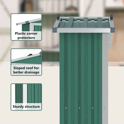 Capanno da Giardino Verde 116x45x175 cm in Acciaio Zincato - homemem39