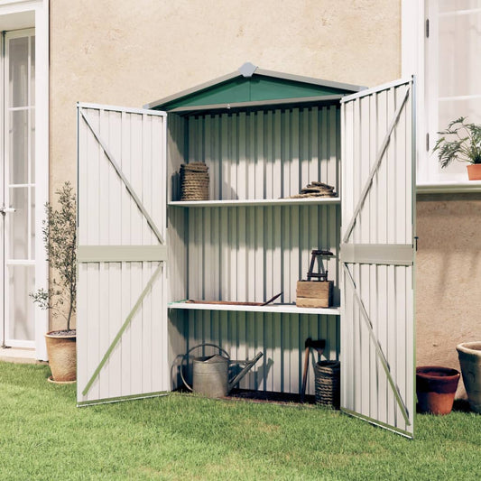 Green Garden Shed 116x45x175 cm in Galvanized Steel