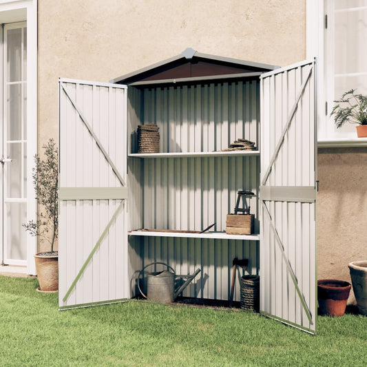 Brown Garden Shed 116x45x175 cm in Galvanized Steel