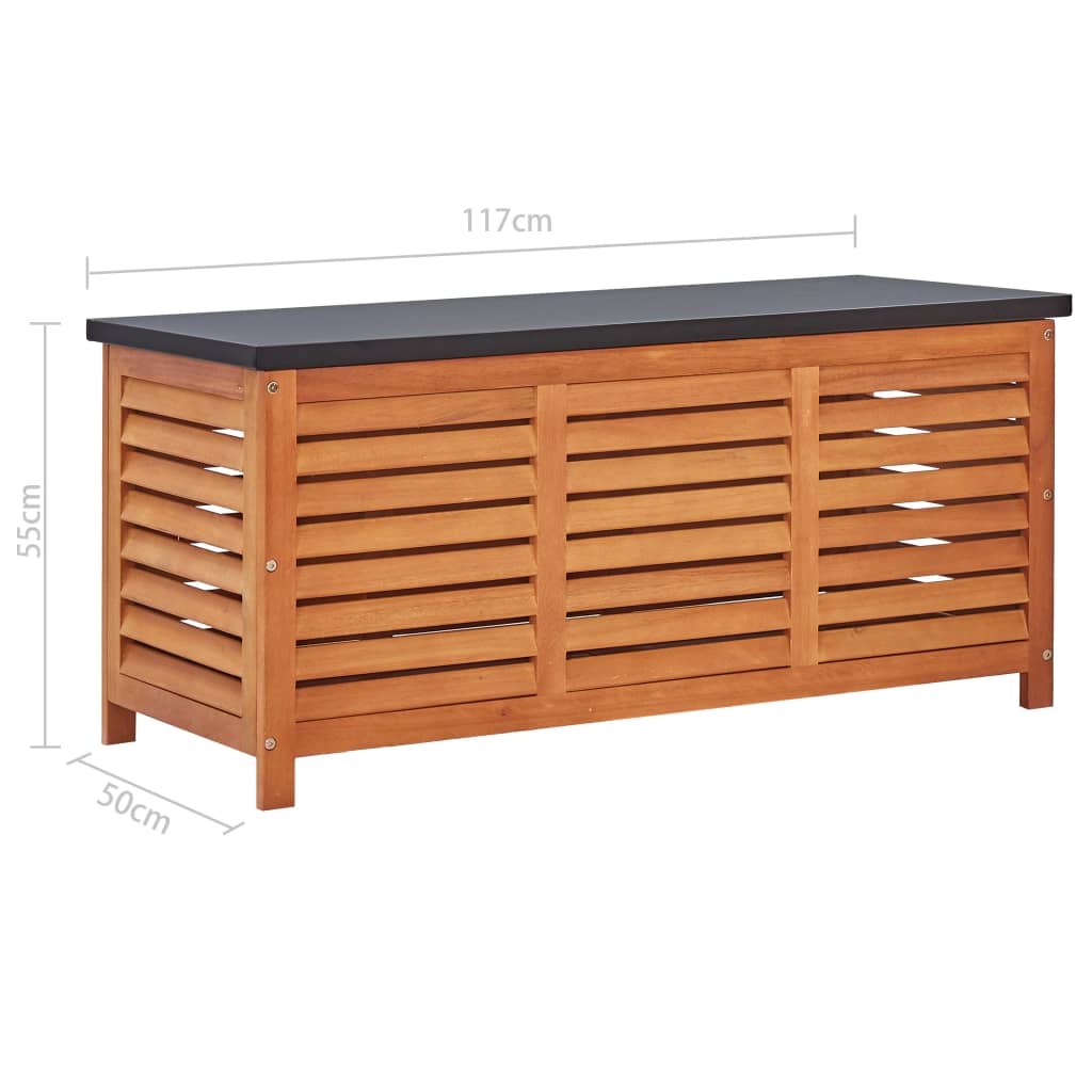 Garden chest 117x50x55 cm in solid eucalyptus