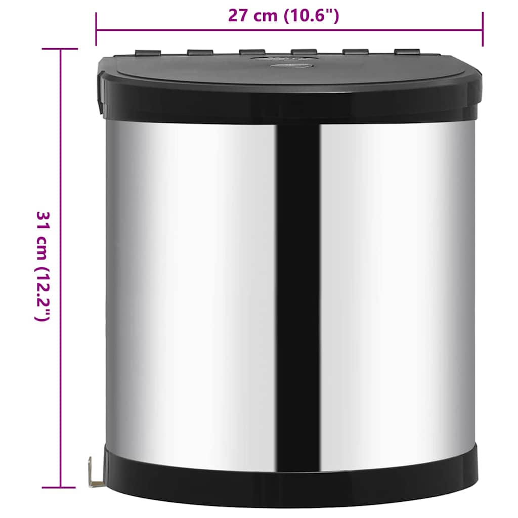 Pattumiera da Incasso per Cucina in Acciaio Inossidabile 12 L