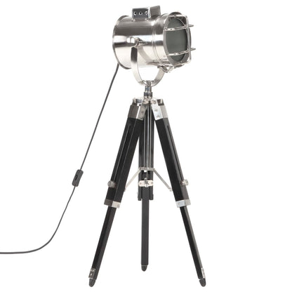 Lampada a Treppiede a Pavimento Nera in Legno di Mango 69 cm