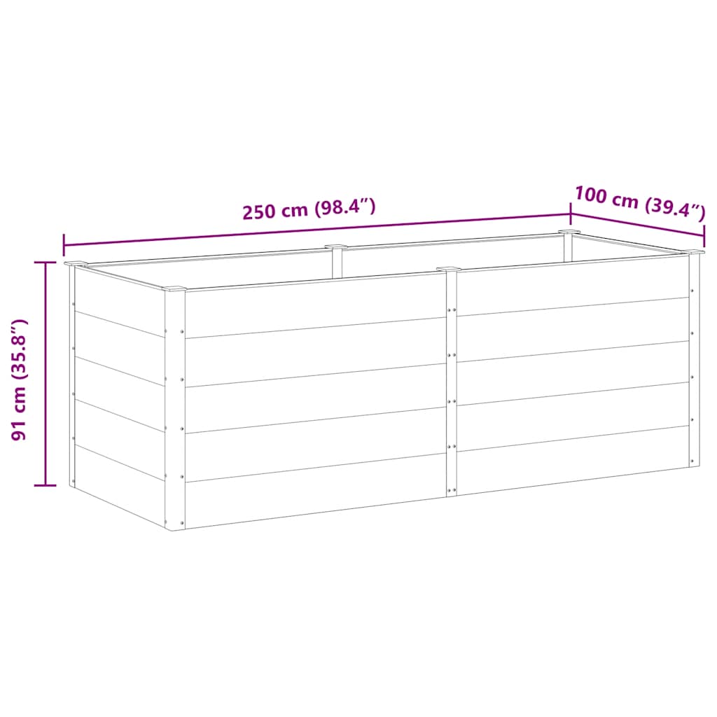 Letto Rialzato da Giardino 250x100x91 cm in WPC Grigio - homemem39
