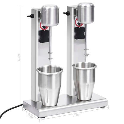 Frullatore per Milkshake con Tazza Doppia in Acciaio Inox 2 L - homemem39