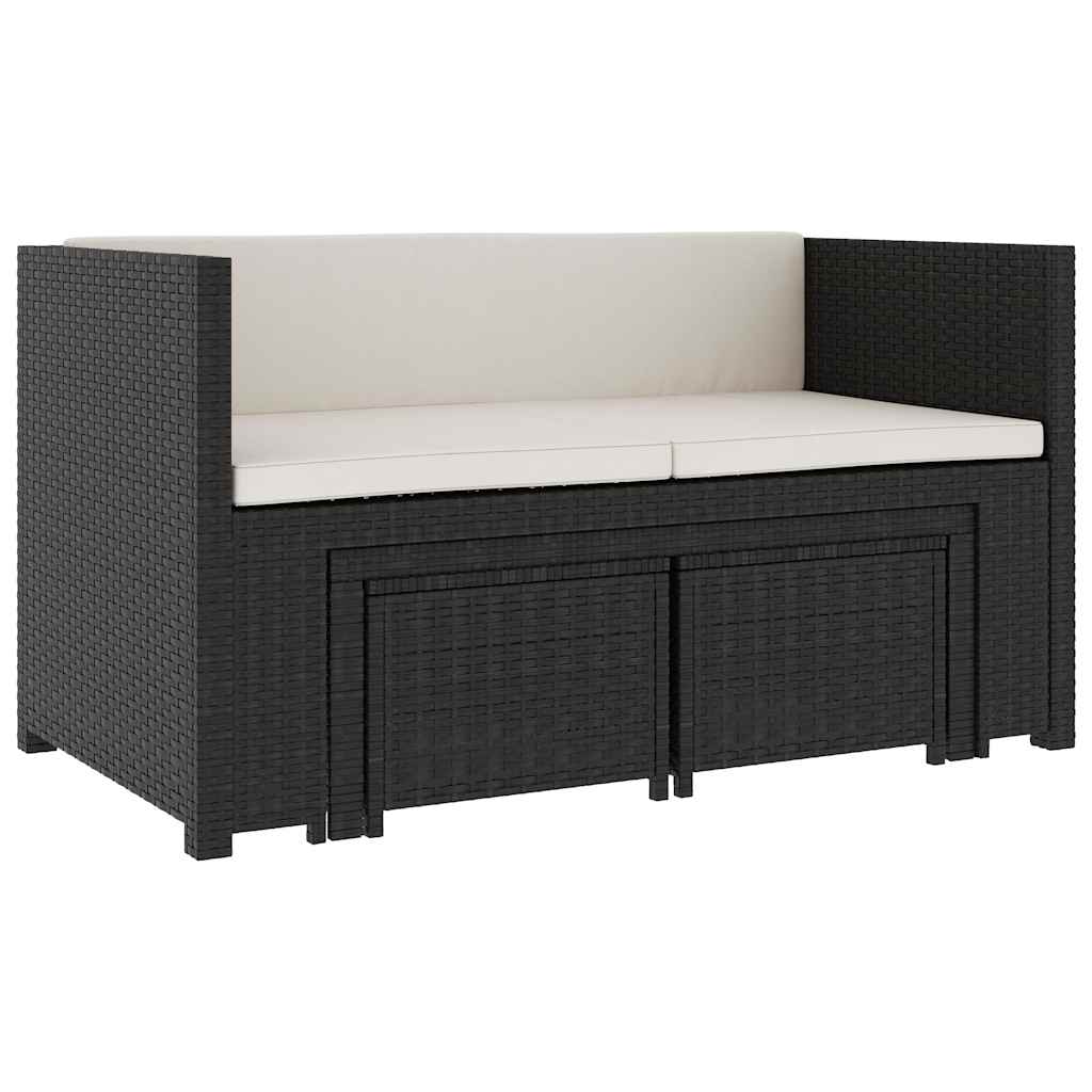 Set Divani da Giardino 5 pz con Cuscini in Polyrattan Nero