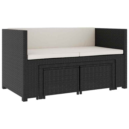 Set Divani da Giardino 5 pz con Cuscini in Polyrattan Nero