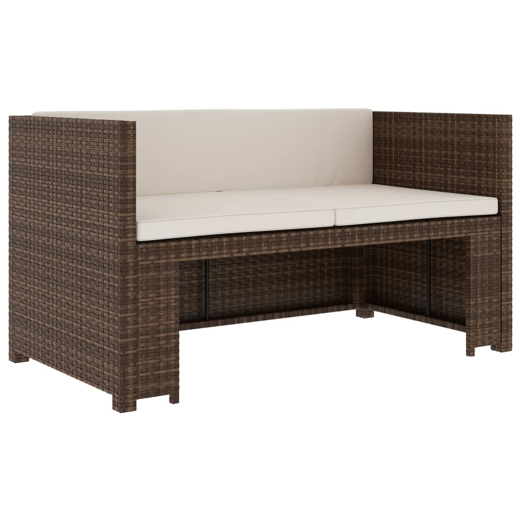 Set Divani da Giardino 5 pz con Cuscini in Polyrattan Marrone | homemem39