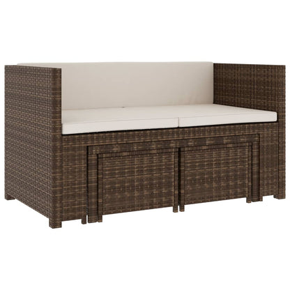 Set Divani da Giardino 5 pz con Cuscini in Polyrattan Marrone | homemem39