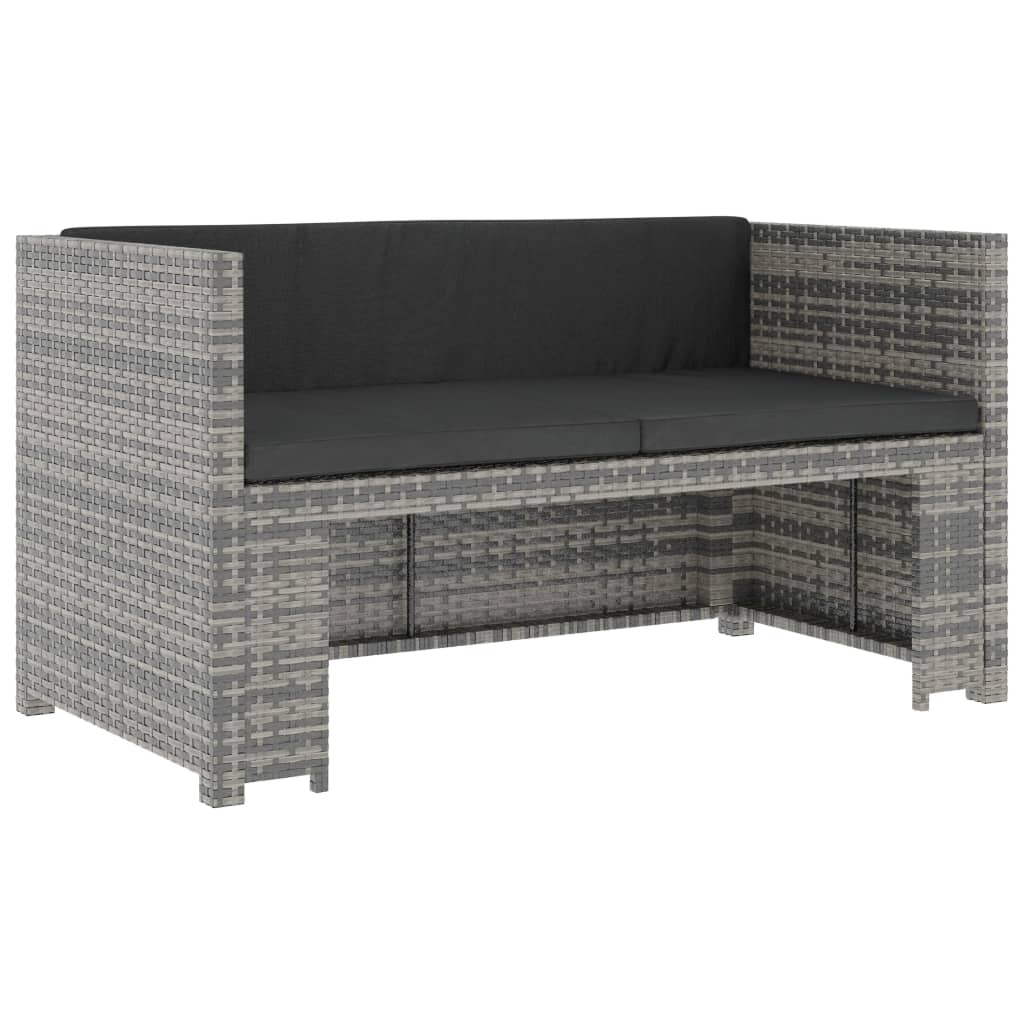 Set Divani da Giardino 5 pz con Cuscini in Polyrattan Grigio | homemem39