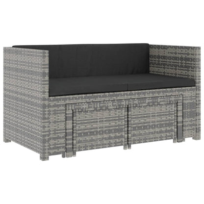 Set Divani da Giardino 5 pz con Cuscini in Polyrattan Grigio | homemem39
