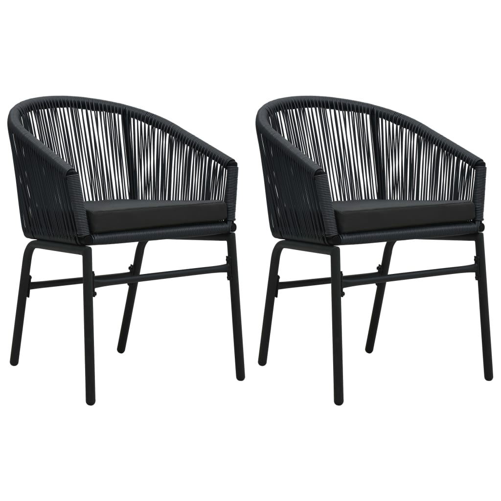 Garden Chairs 2 pcs Black in PE Rattan