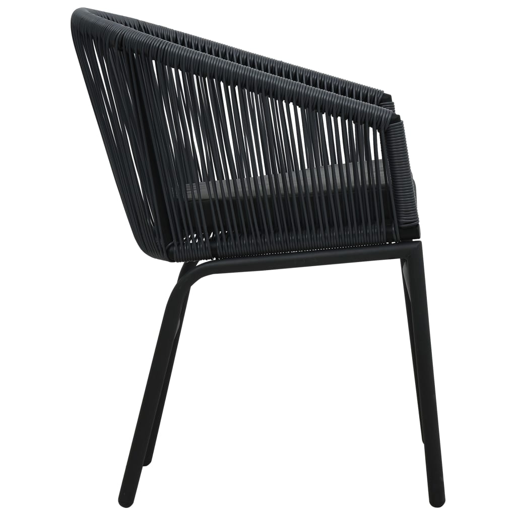 Garden Chairs 2 pcs Black in PE Rattan