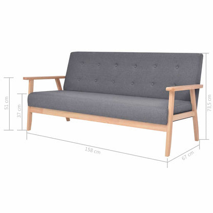 Set di Divani 3 pz in Tessuto Grigio Scuro