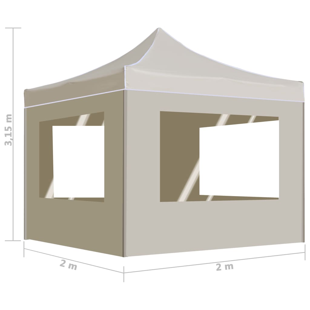 Gazebo Professionale Pieghevole Alluminio con Pareti 2x2m Crema - homemem39