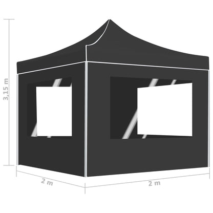 Gazebo Pieghevole con Pareti Alluminio 2x2 m Antracite - homemem39
