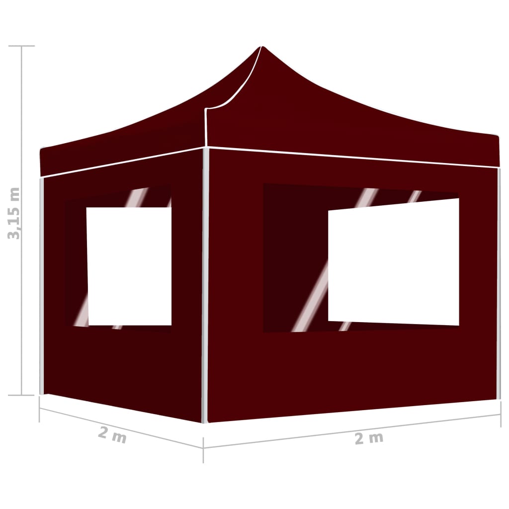 Gazebo Professionale Pieghevole Alluminio con Pareti 2x2m Bordò - homemem39