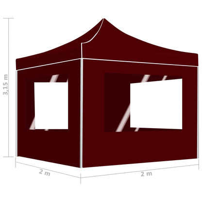 Gazebo Professionale Pieghevole Alluminio con Pareti 2x2m Bordò - homemem39