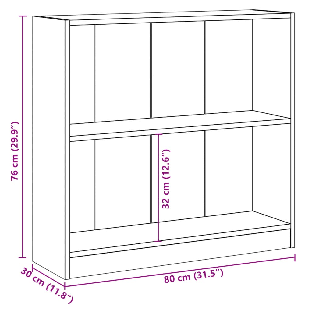 Libreria Nera 80x24x75 cm in Legno Multistrato