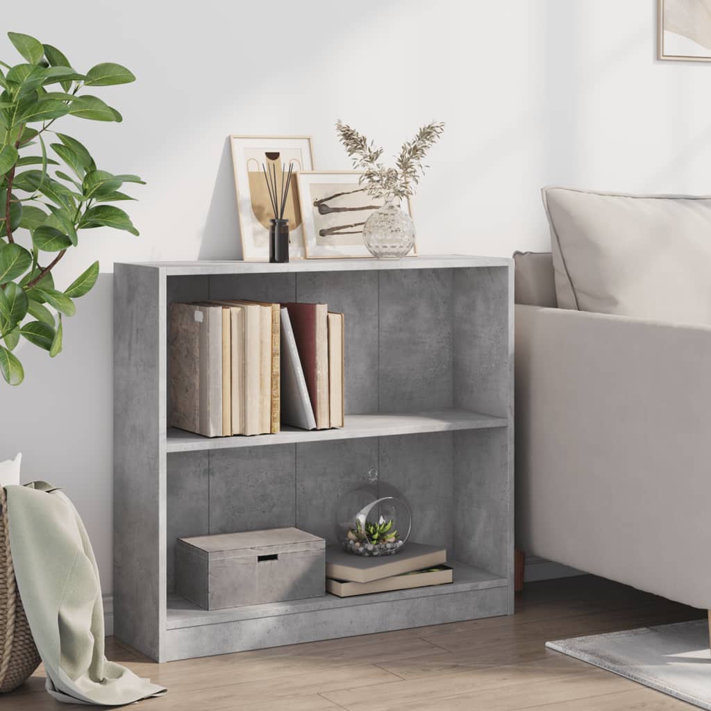 Libreria Grigio Cemento 80x24x75 cm in Legno Multistrato