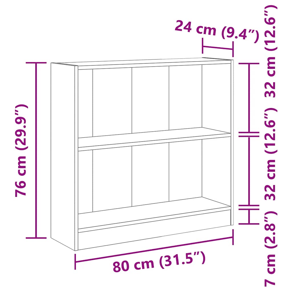 Libreria Grigio Cemento 80x24x75 cm in Legno Multistrato | homemem39