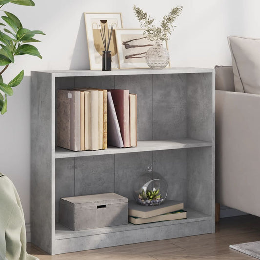 Libreria Grigio Cemento 80x24x75 cm in Legno Multistrato