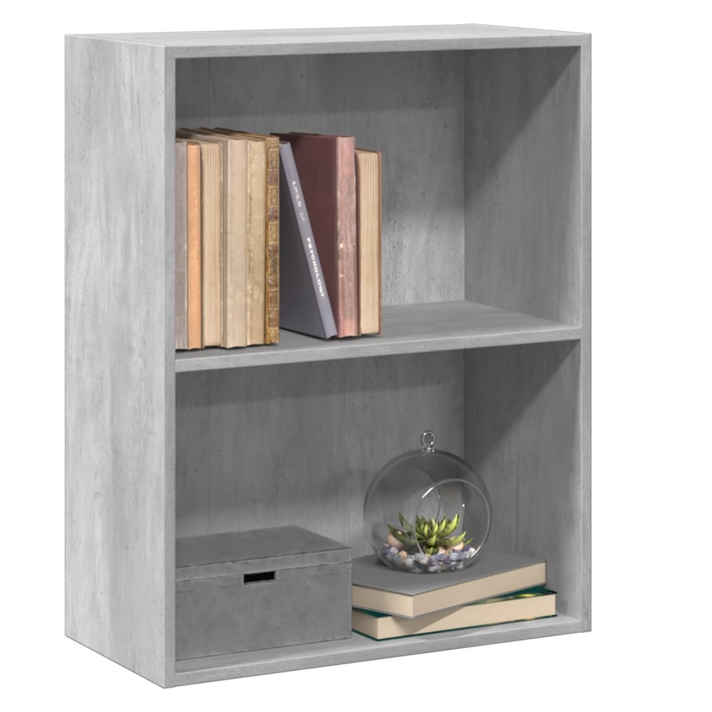 Libreria 2 Ripiani Grigio Cemento 60x30x76,5 Legno Multistrato