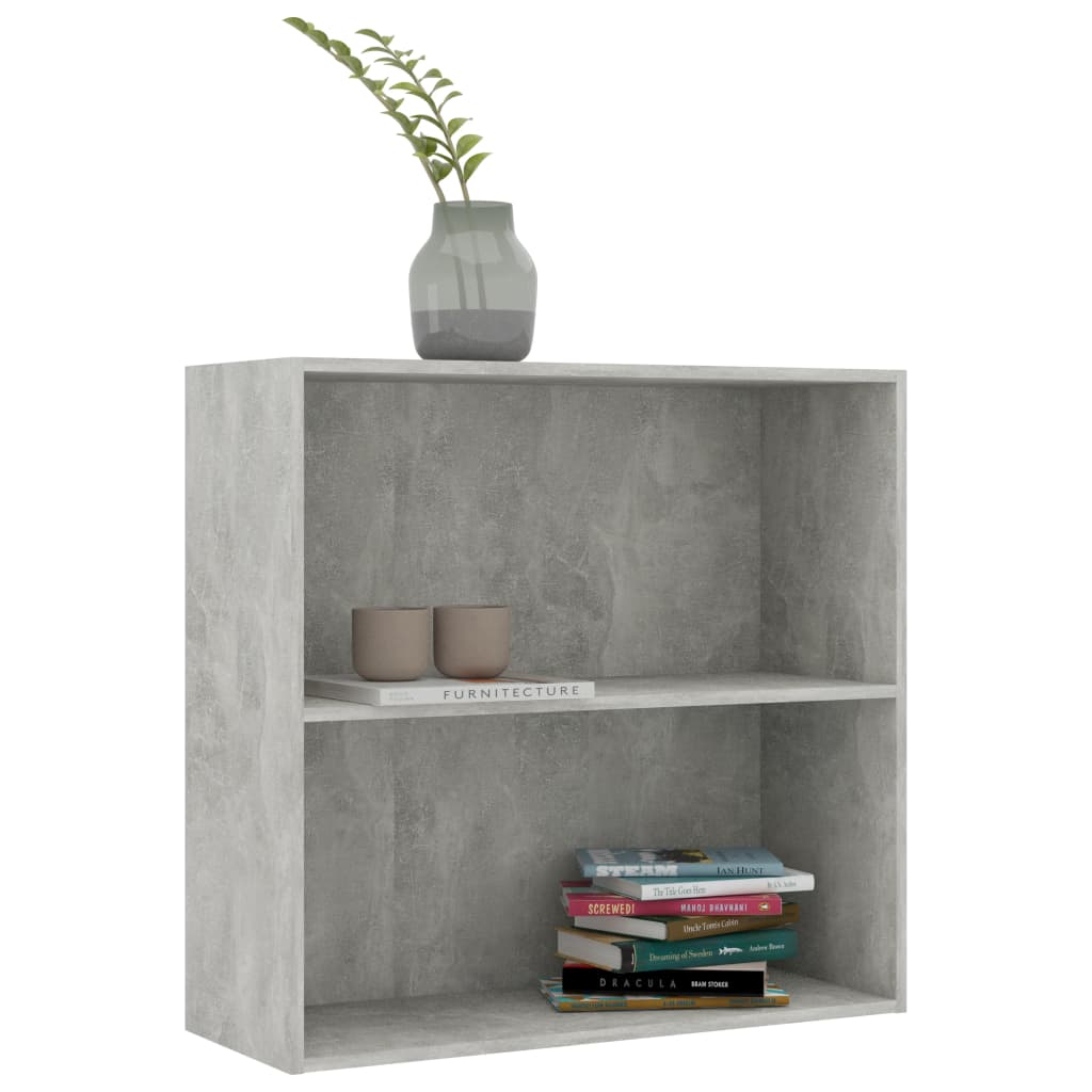 Libreria 2 Ripiani Grigio Cemento 80x30x76,5 Legno Multistrato