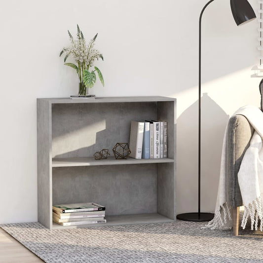 Libreria 2 Ripiani Grigio Cemento 80x30x76,5 Legno Multistrato