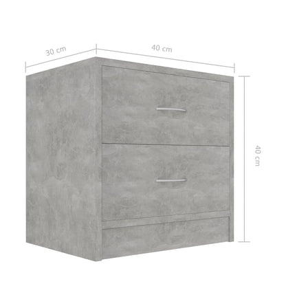 Comodini 2 pz Grigio Cemento 40x30x40 cm in Legno Multistrato - homemem39