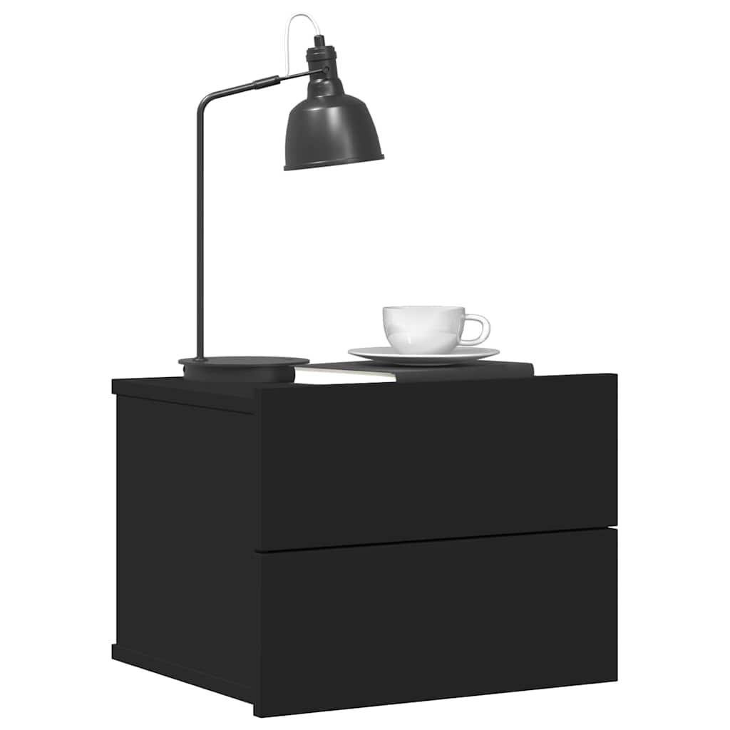 Comodino Nero 40x30x30 cm in Legno Multistrato - homemem39