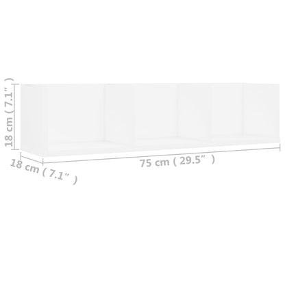 Scaffale Porta CD a Parete Bianco 75x18x18 cm in Multistrato | homemem39