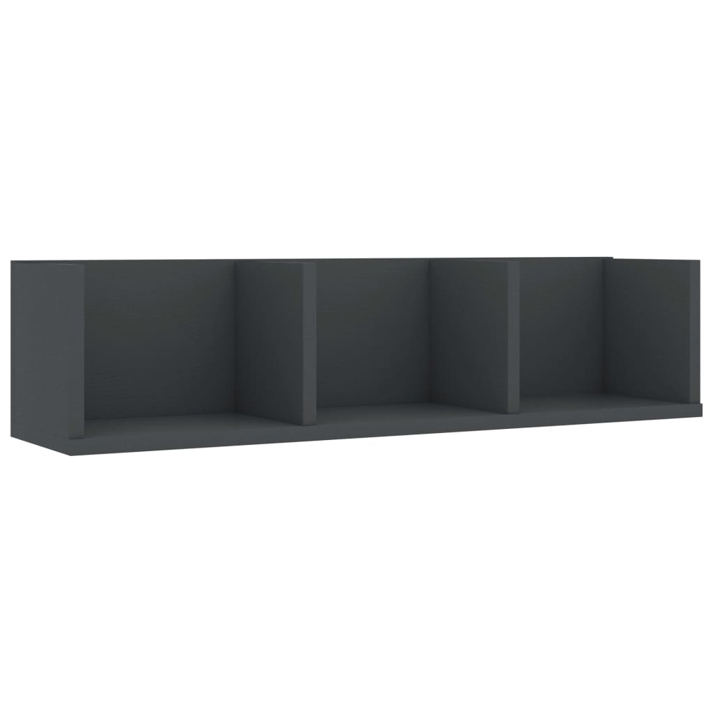 Scaffale Porta CD a Parete Grigio 75x18x18 cm Legno Multistrato | homemem39