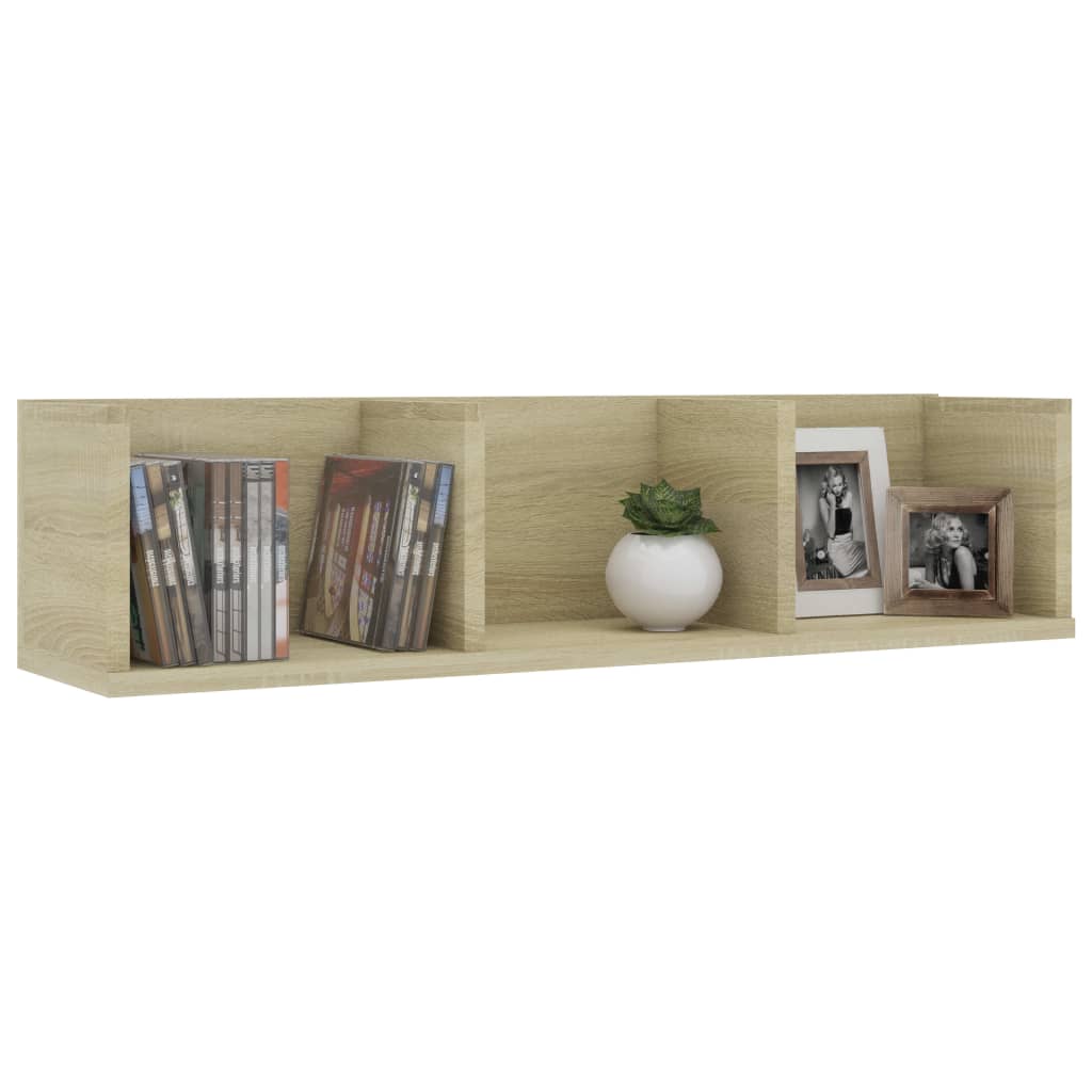 Scaffale Porta CD a Parete Rovere Sonoma 75x18x18cm Multistrato | homemem39