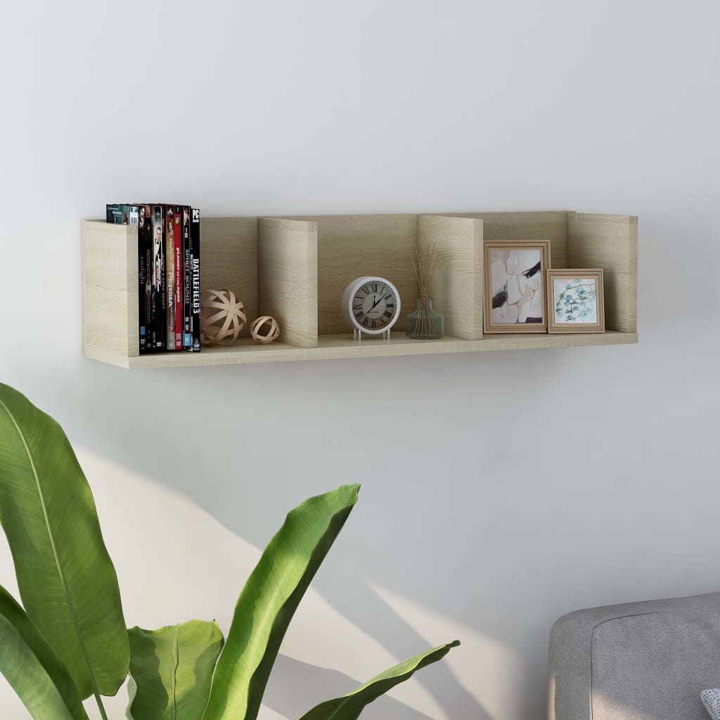 Scaffale Porta CD a Parete Rovere Sonoma 75x18x18cm Multistrato | homemem39