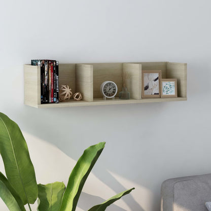 Scaffale Porta CD a Parete Rovere Sonoma 75x18x18cm Multistrato | homemem39