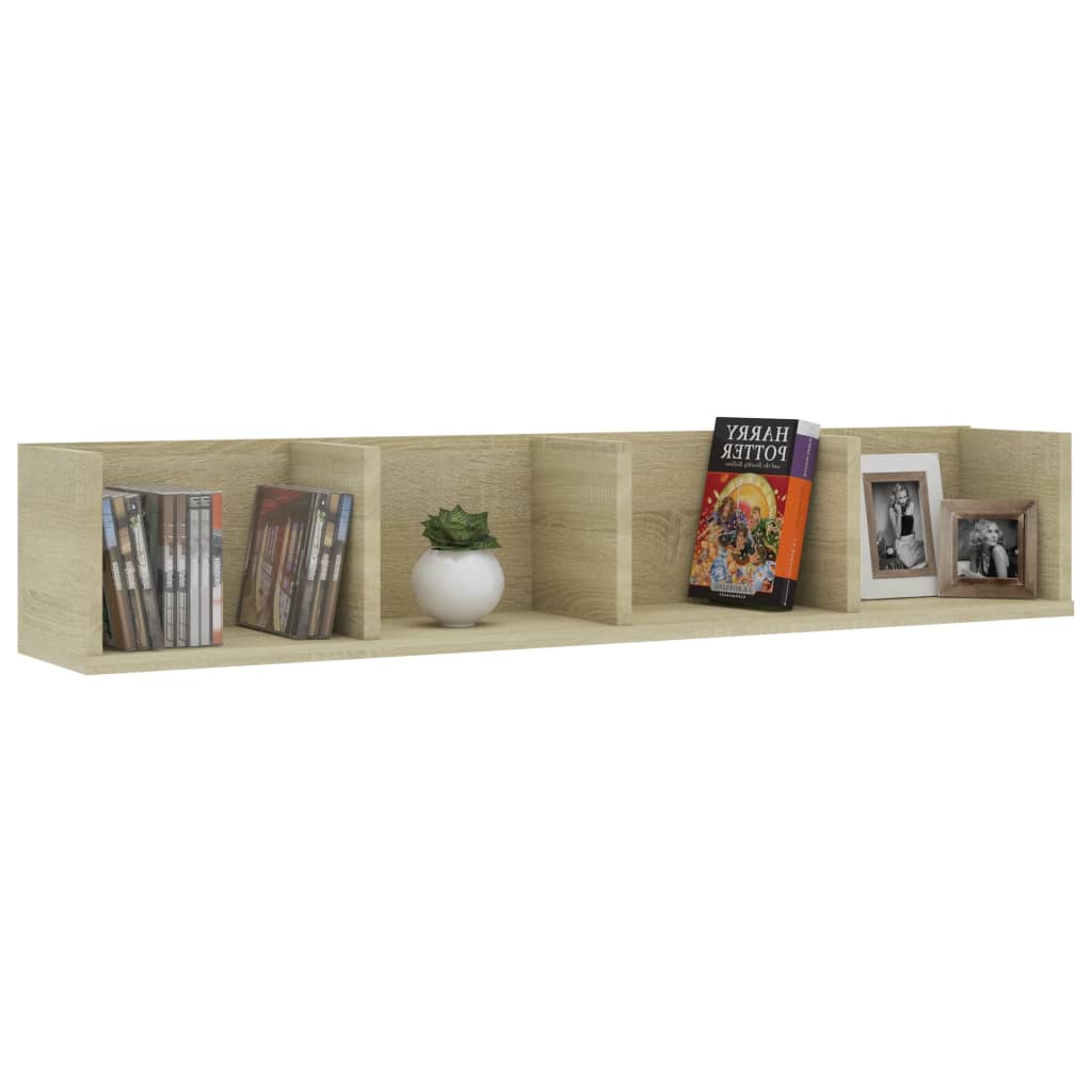 Scaffale Porta CD Parete Rovere Sonoma 100x18x18 cm Multistrato | homemem39
