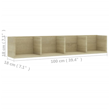 Scaffale Porta CD Parete Rovere Sonoma 100x18x18 cm Multistrato | homemem39