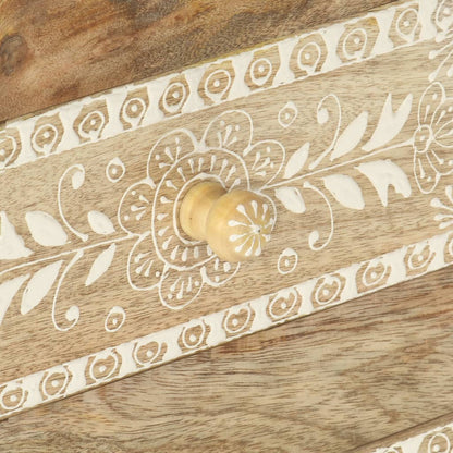 Comodino Dipinto a Mano 40x30x60 cm in Legno Massello di Mango