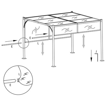 Pergola con Tetto Regolabile Bianco Crema 3x3 m in Acciaio - homemem39